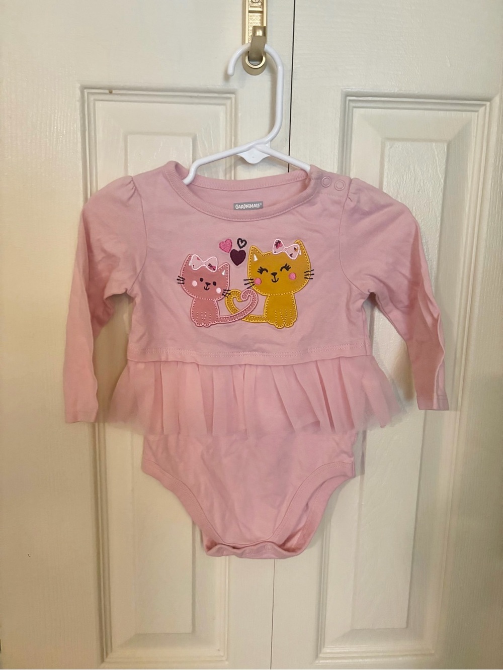 Garnims Light Pink Long-Sleeve Tutu One-Piece Kitty Patch 6-9 months